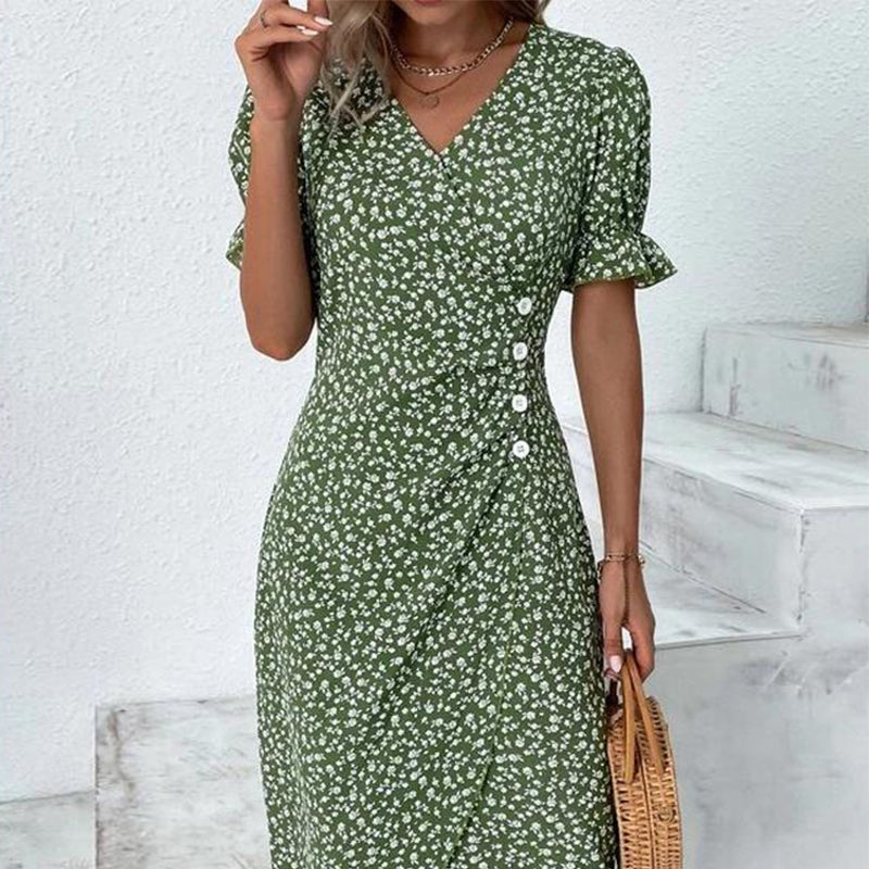 Women's V-Neck Floral Wrap Dress | Rosalie