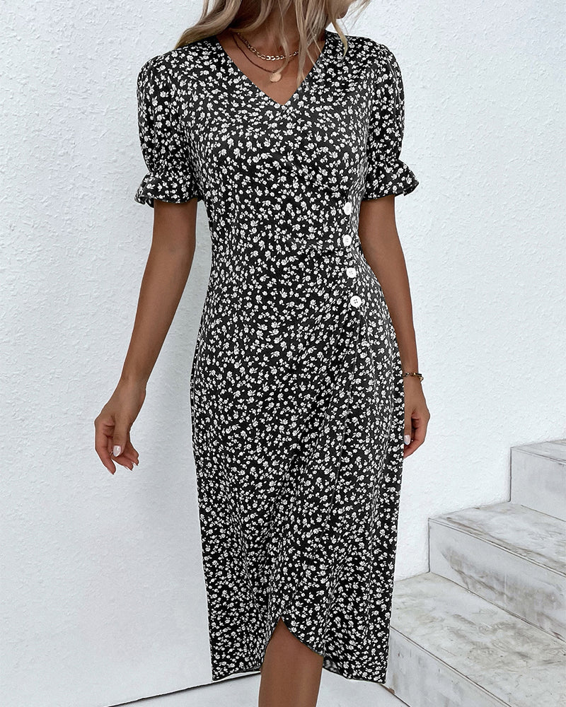 Women's V-Neck Floral Wrap Dress | Rosalie