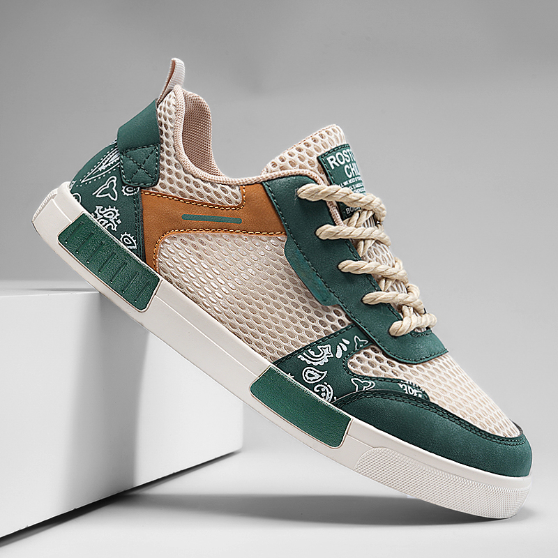Men’s Mesh-Tech Paisley Pattern Design Sneakers | Benedict