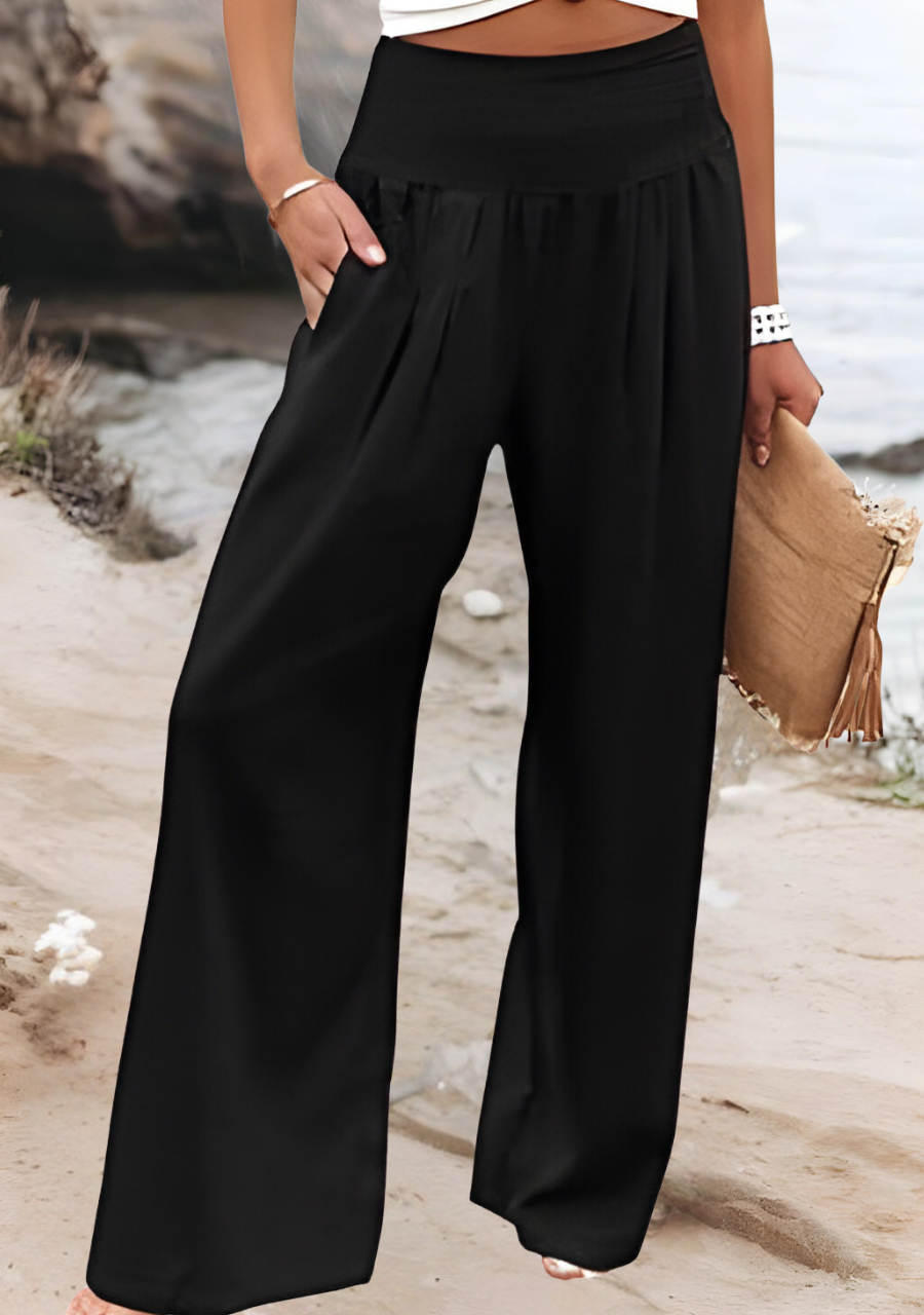 Women's Smocked Wide Leg Trousers | Amara