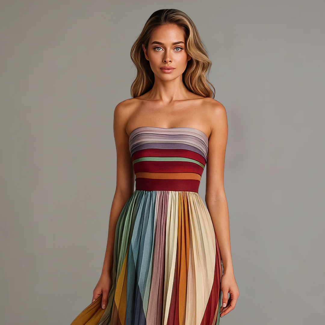 Women's Strapless Pleated Maxi Dress | Celeste