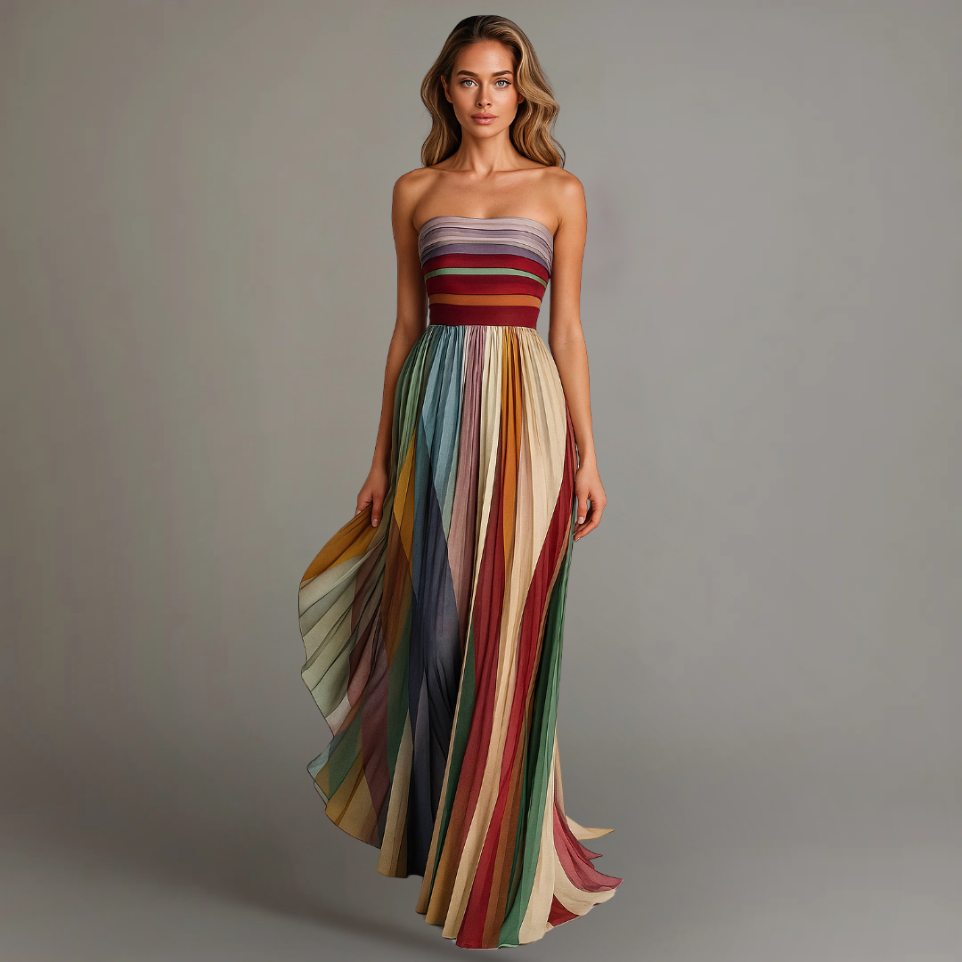 Women's Strapless Pleated Maxi Dress | Celeste