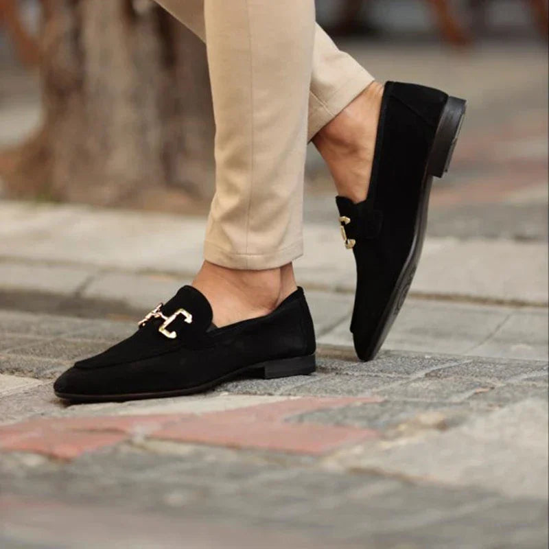 Men's Italian Suede Buckle Loafers | Lorenzo