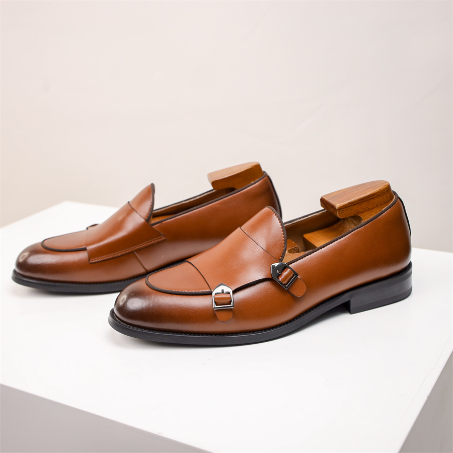 Men's Double Buckle Leather Loafers | Rowan