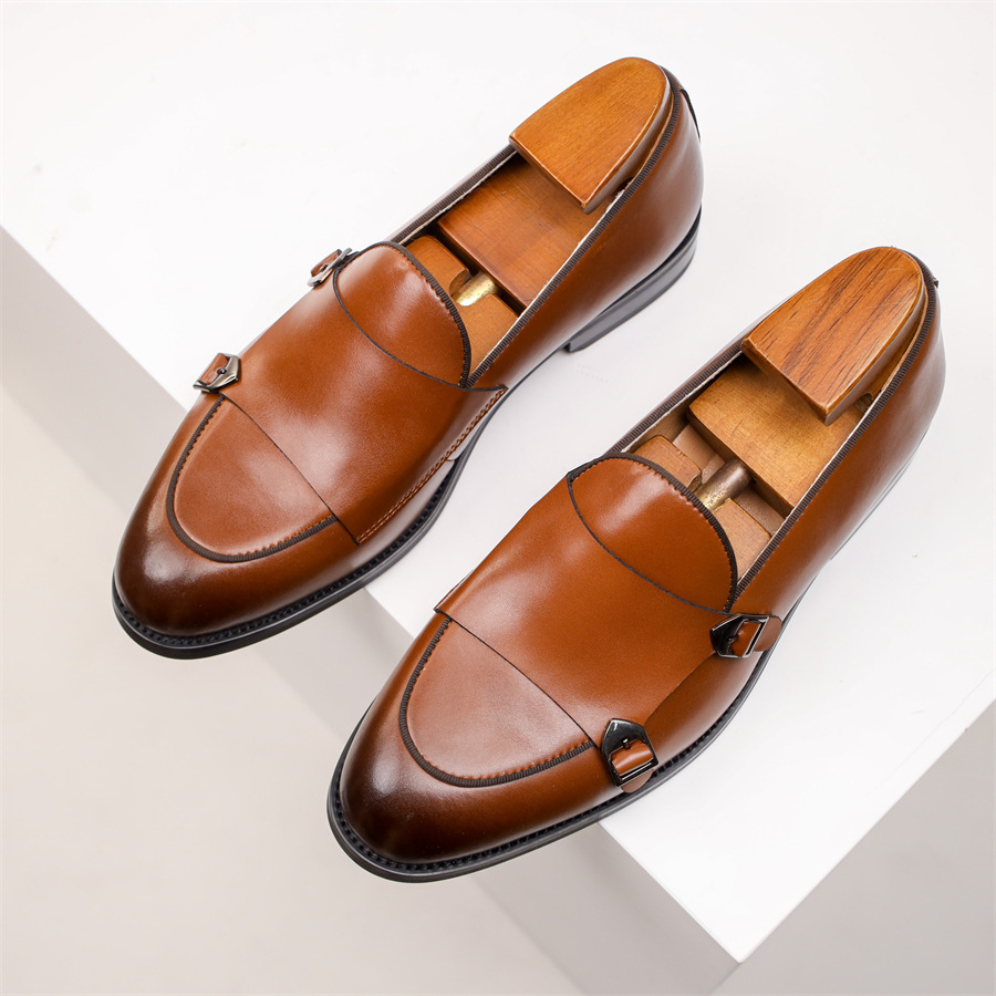 Men's Double Buckle Leather Loafers | Rowan