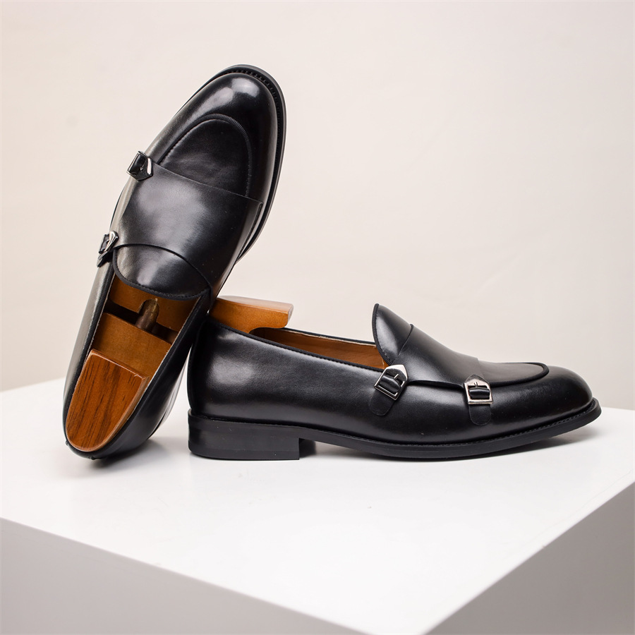 Men's Double Buckle Leather Loafers | Rowan