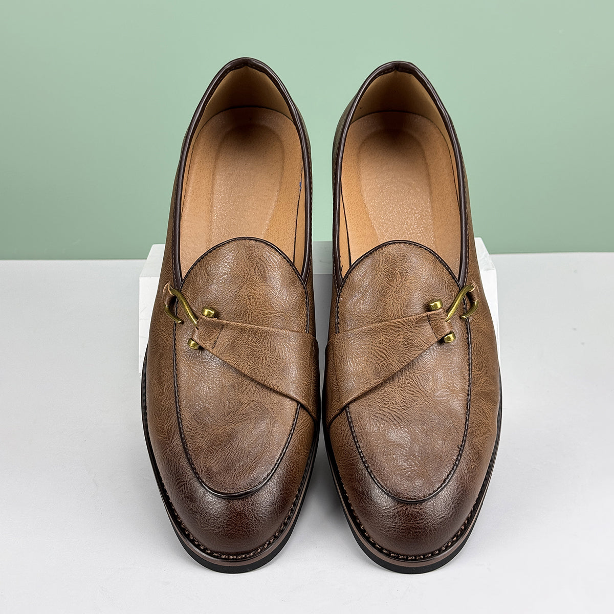 Men’s Formal Genuine Leather Loafers With Golden Hardware | Austin