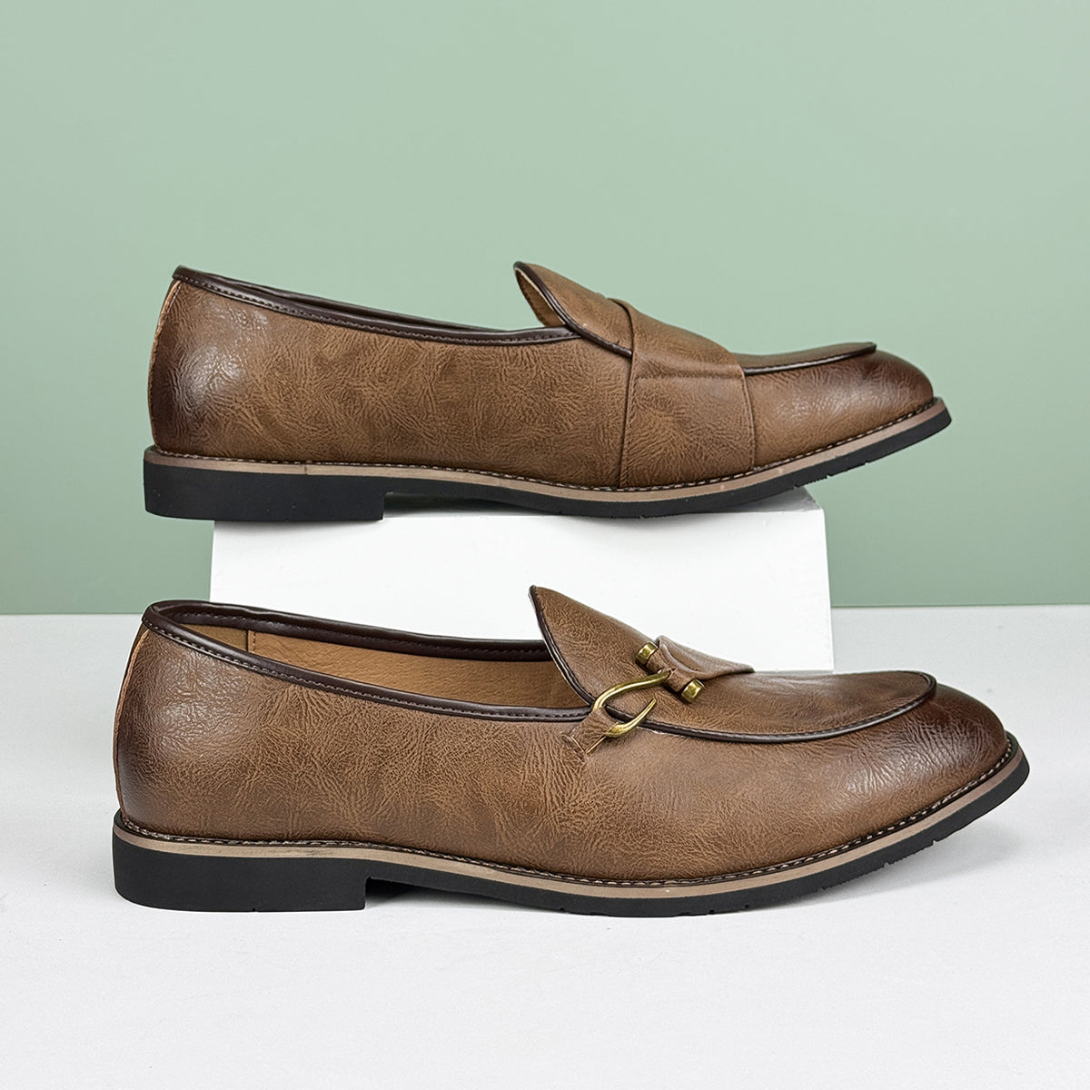 Men’s Formal Genuine Leather Loafers With Golden Hardware | Austin