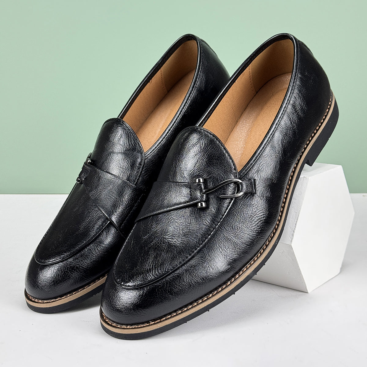 Men’s Formal Genuine Leather Loafers With Golden Hardware | Austin