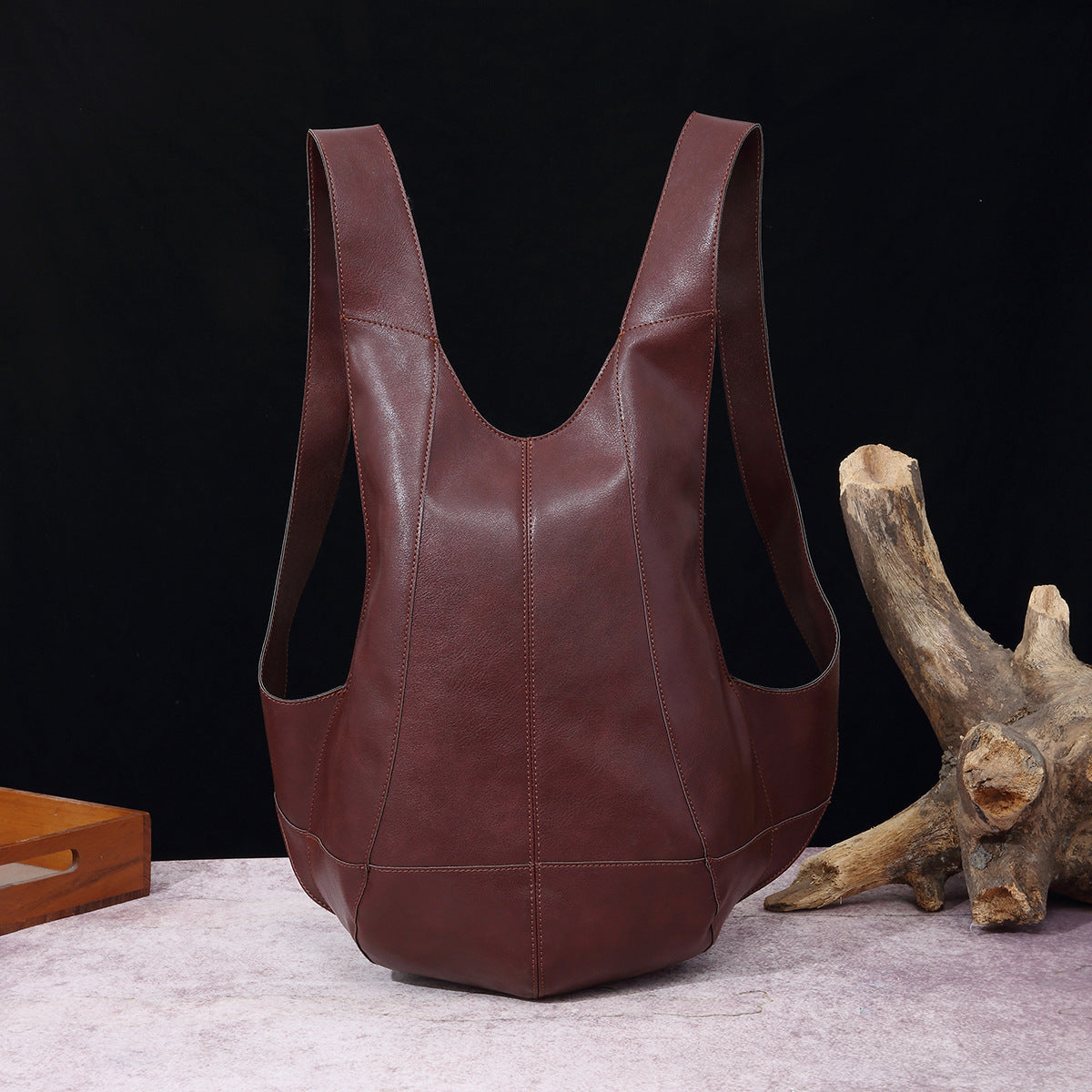 Women’s Curved Leather Backpack Bag | Parla