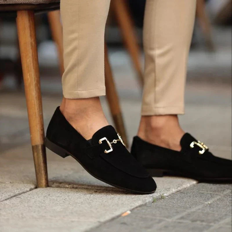 Men's Italian Suede Buckle Loafers | Lorenzo