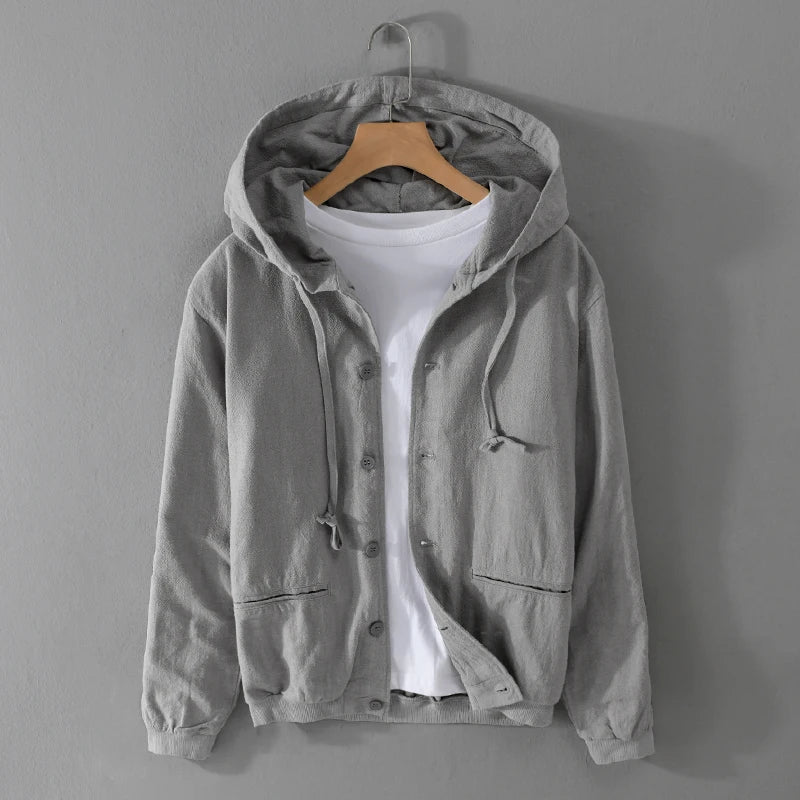 Men’s Linen Hooded Jacket | Massimo