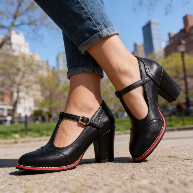 Women's Brogue T-Bar Heels | Mercia_1