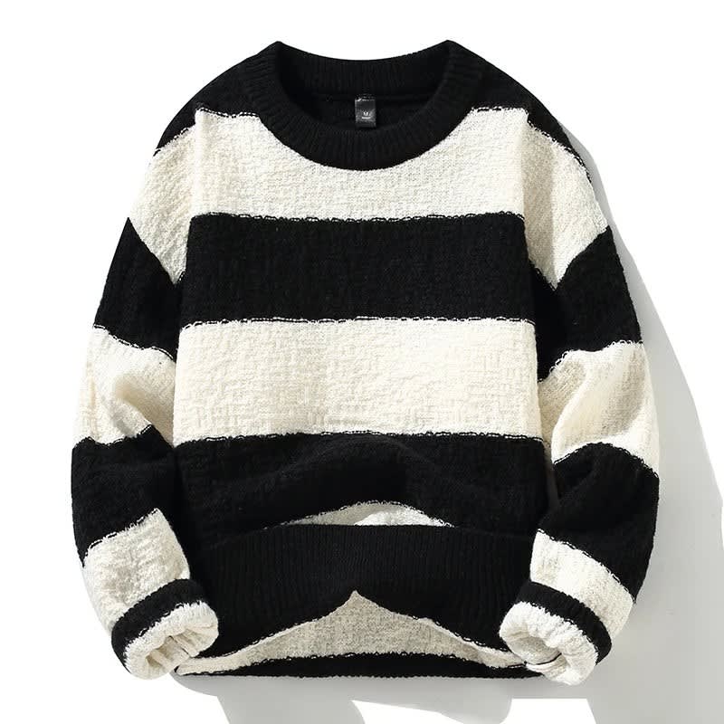 Men's Striped Chunky Knit Jumper | Shane_4