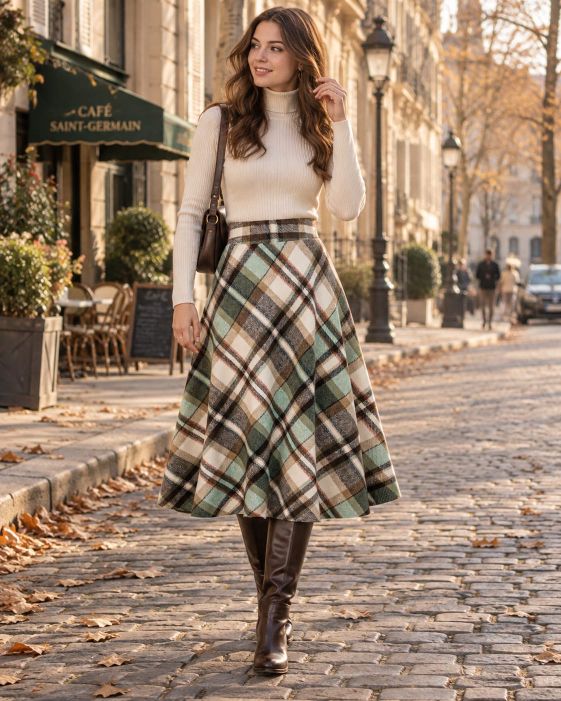 Women's Checked Wool Blend Midi Skirt | Harriet_4
