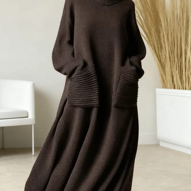 Women's Knit Turtleneck Maxi Dress | Opal_1
