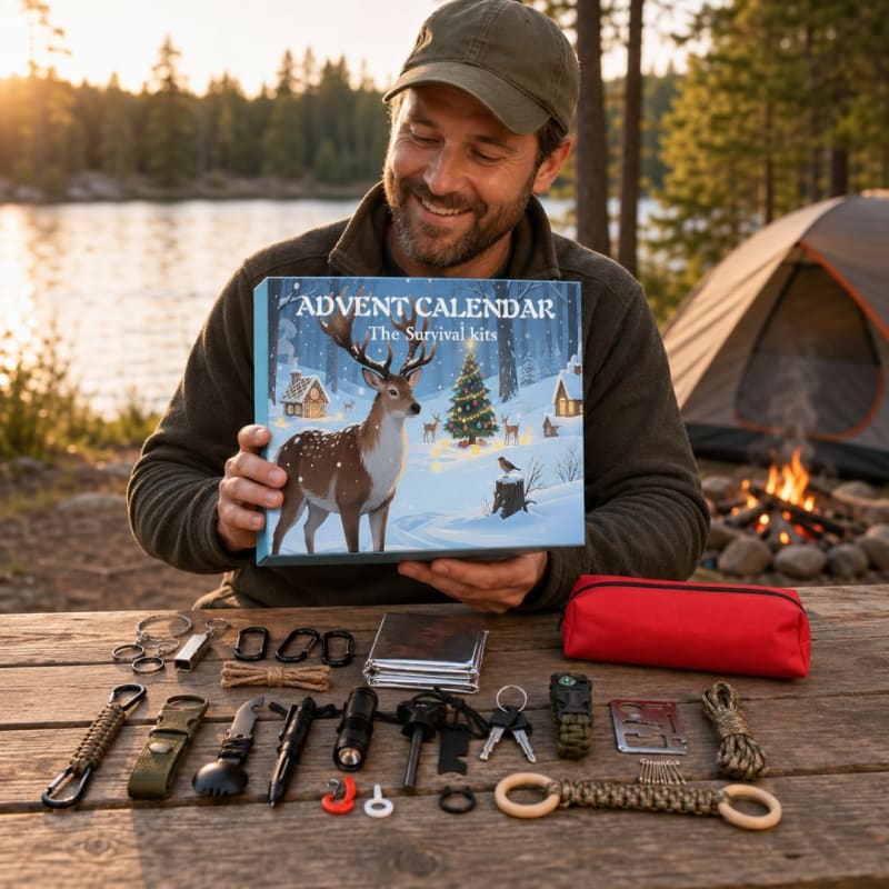Outdoorsman Advent Calendar 2026 with 24 Fishing and Survival Tools Christmas Countdown Gift for Him_1