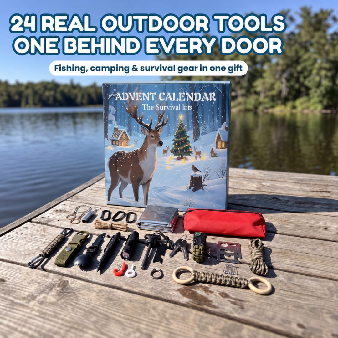 Outdoorsman Advent Calendar 2026 with 24 Fishing and Survival Tools Christmas Countdown Gift for Him_2