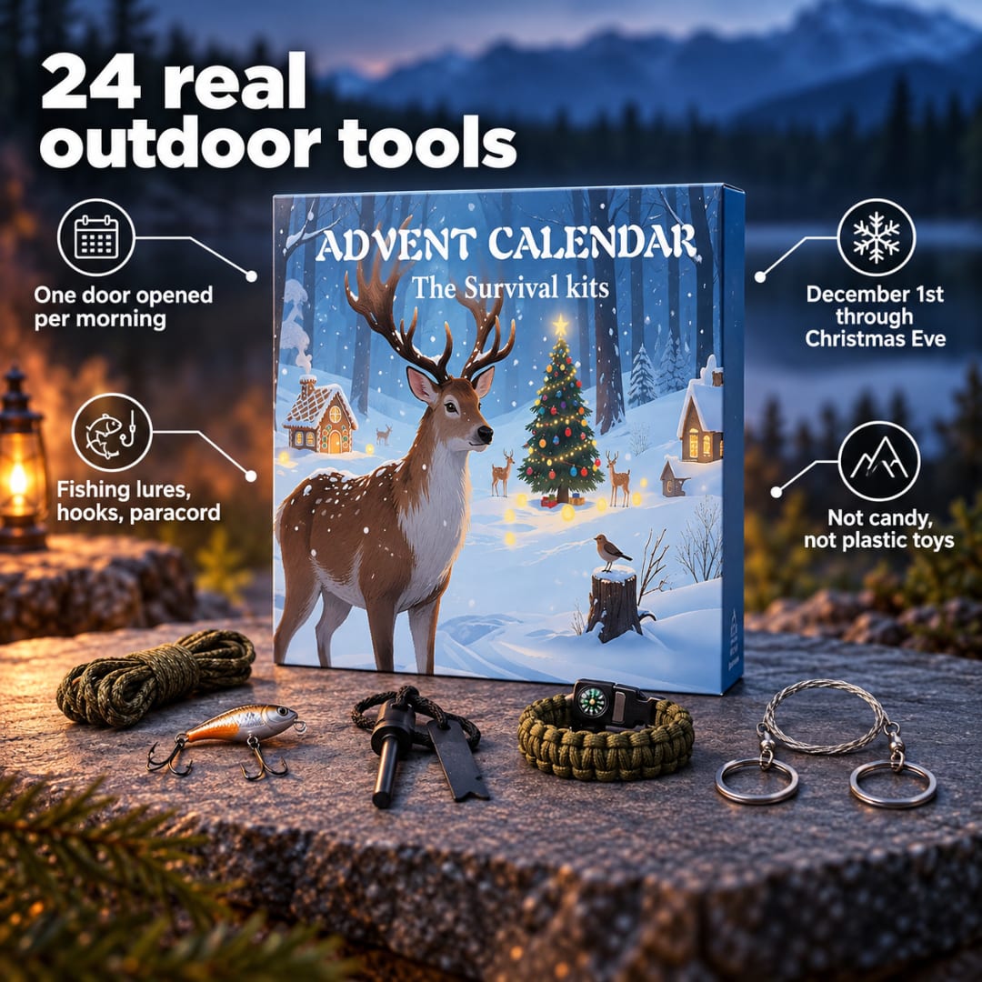 Outdoorsman Advent Calendar 2026 with 24 Fishing and Survival Tools Christmas Countdown Gift for Him_4