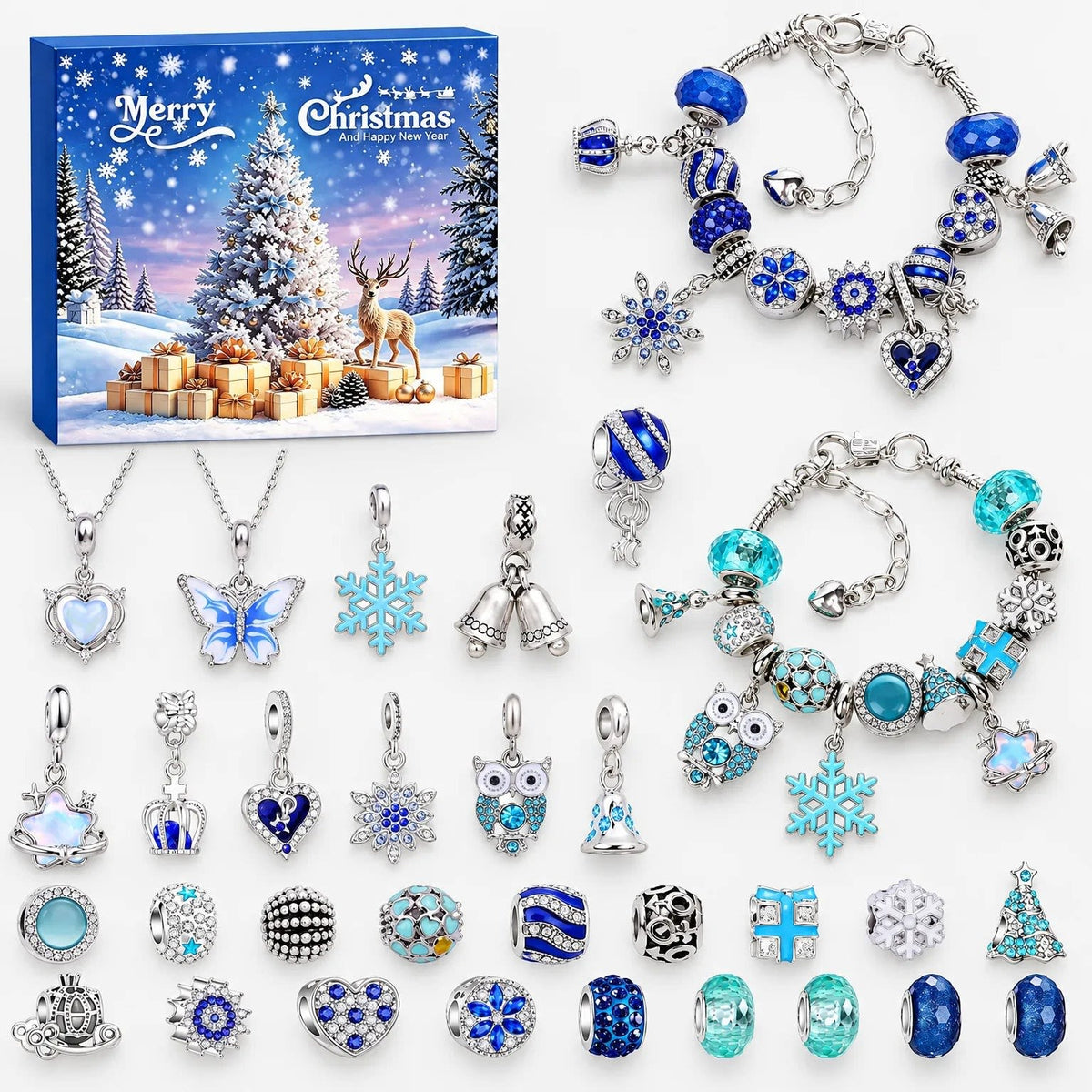 Charm Bracelet Advent Calendar 2026 with 22 Christmas Charms and 2 Bracelets Christmas Countdown Jewellery Gift_2
