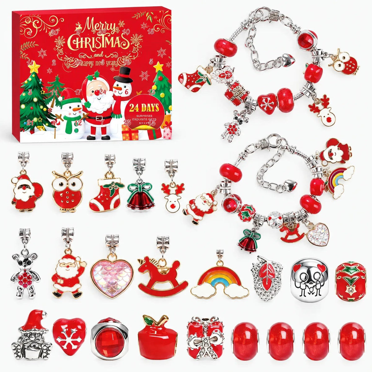 Charm Bracelet Advent Calendar 2026 with 22 Christmas Charms and 2 Bracelets Christmas Countdown Jewellery Gift_5