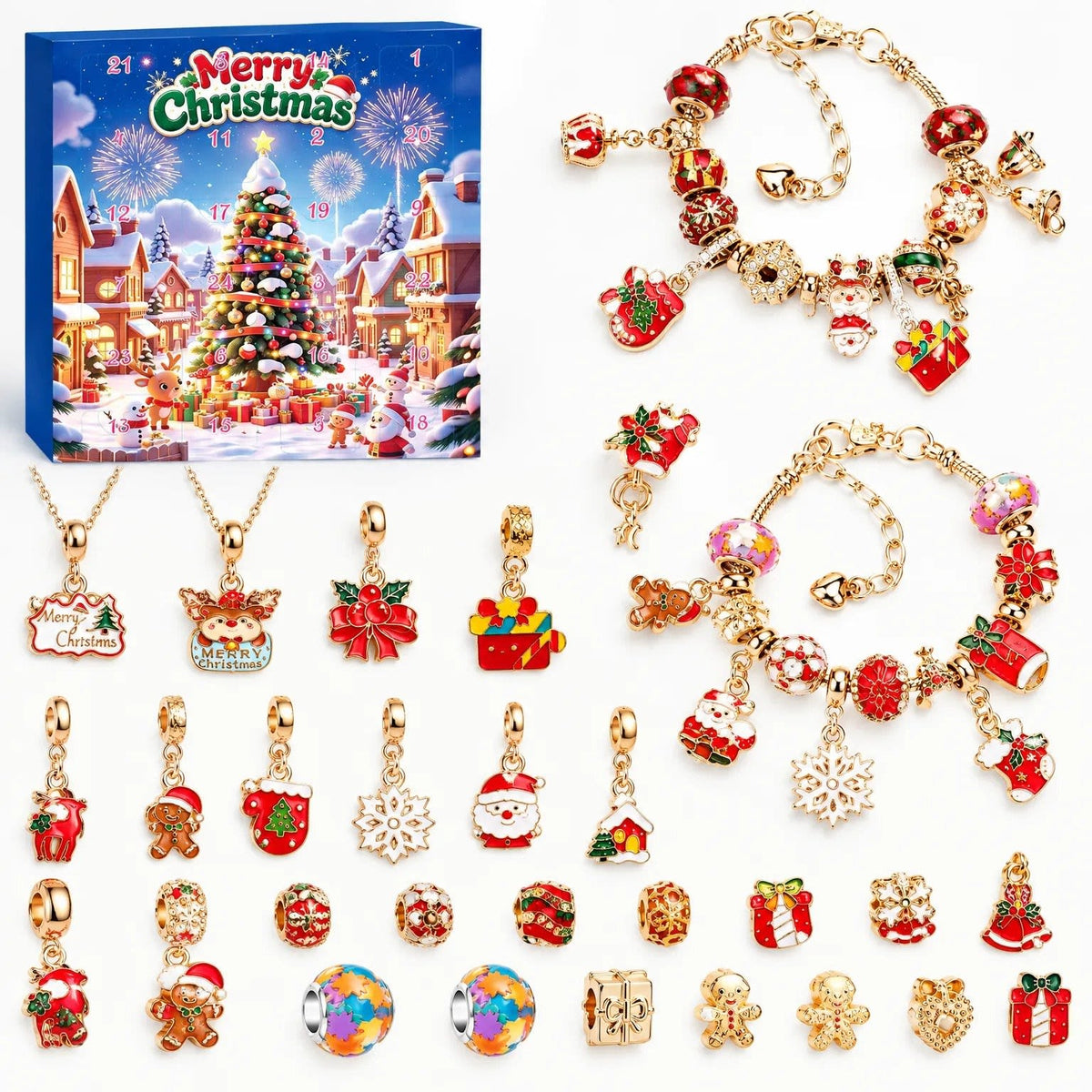 Charm Bracelet Advent Calendar 2026 with 22 Christmas Charms and 2 Bracelets Christmas Countdown Jewellery Gift_6