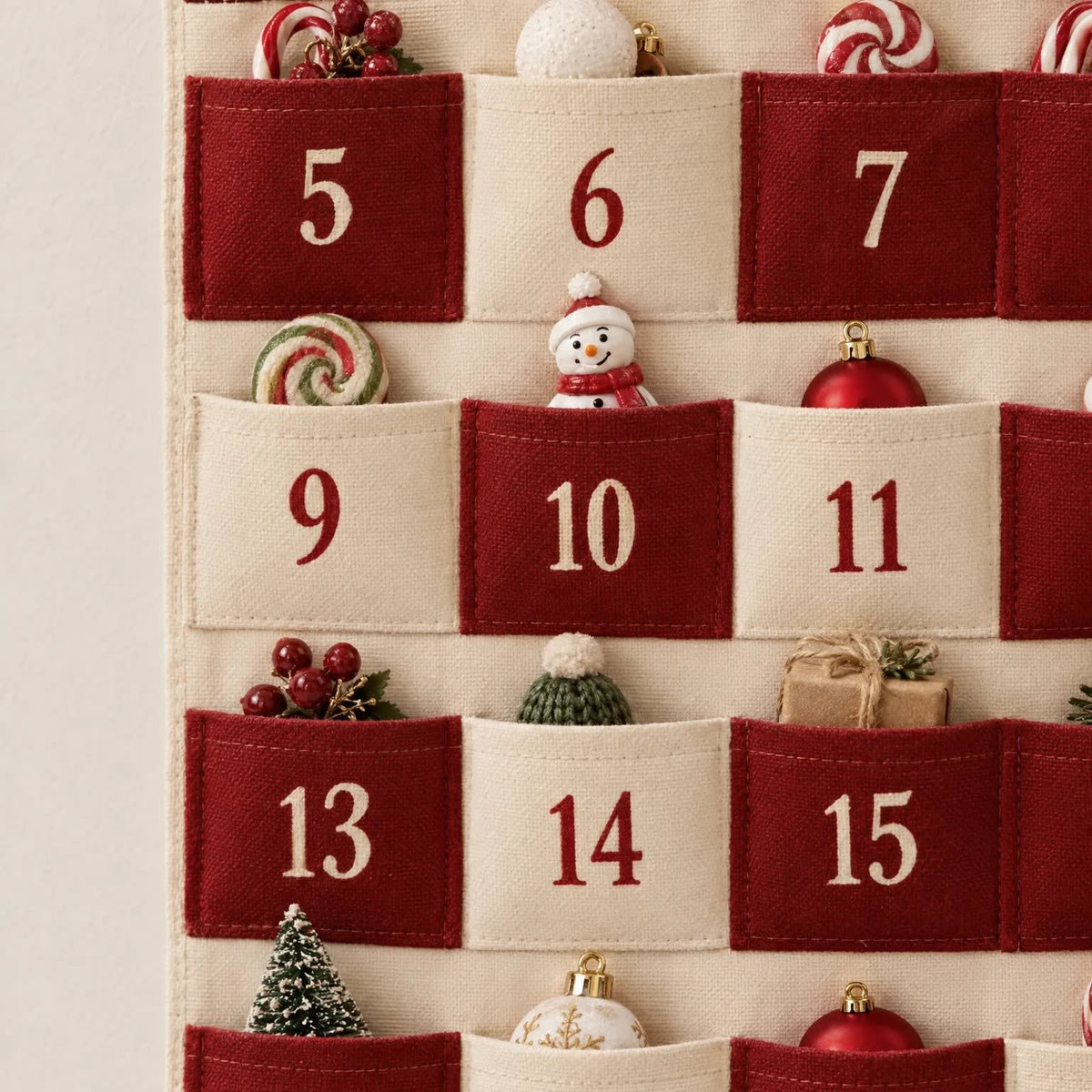 Fabric Advent Calendar 2026 with 24 Pockets to Fill Christmas Countdown Reusable Wall Hanging_3