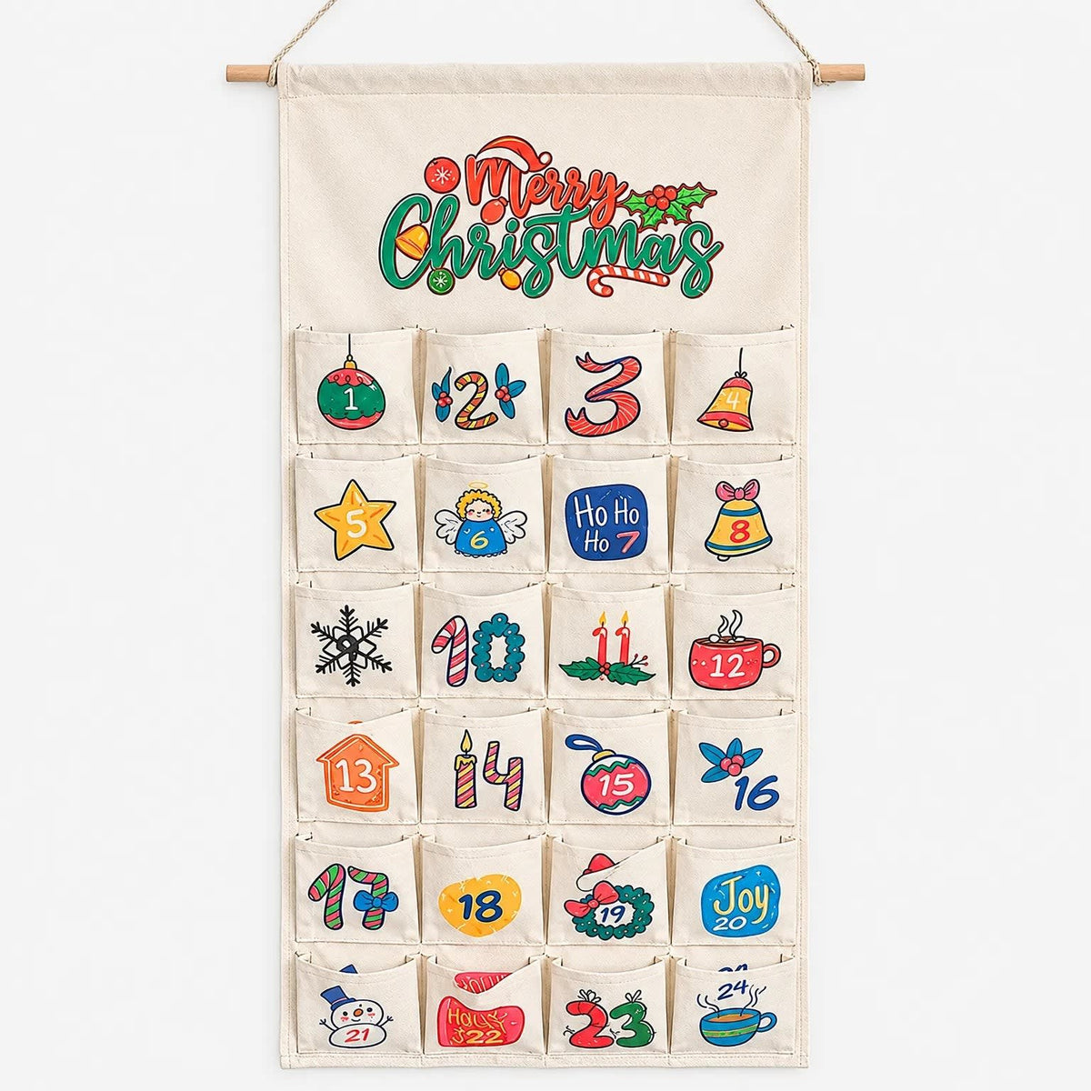 Hanging Advent Calendar 2026 with 24 Fillable Fabric Pockets Christmas Countdown Reusable_5