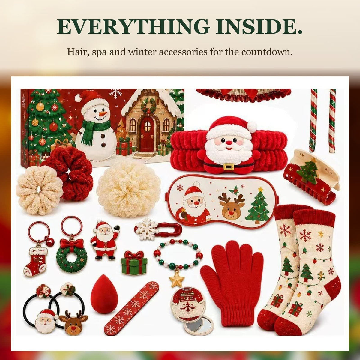 Hair Accessories Advent Calendar 2026 with 24 Spa and Winter Gifts Christmas Countdown Gift for Her_2