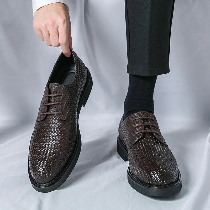 Men's Woven Leather Derby Shoes | Hartley_3