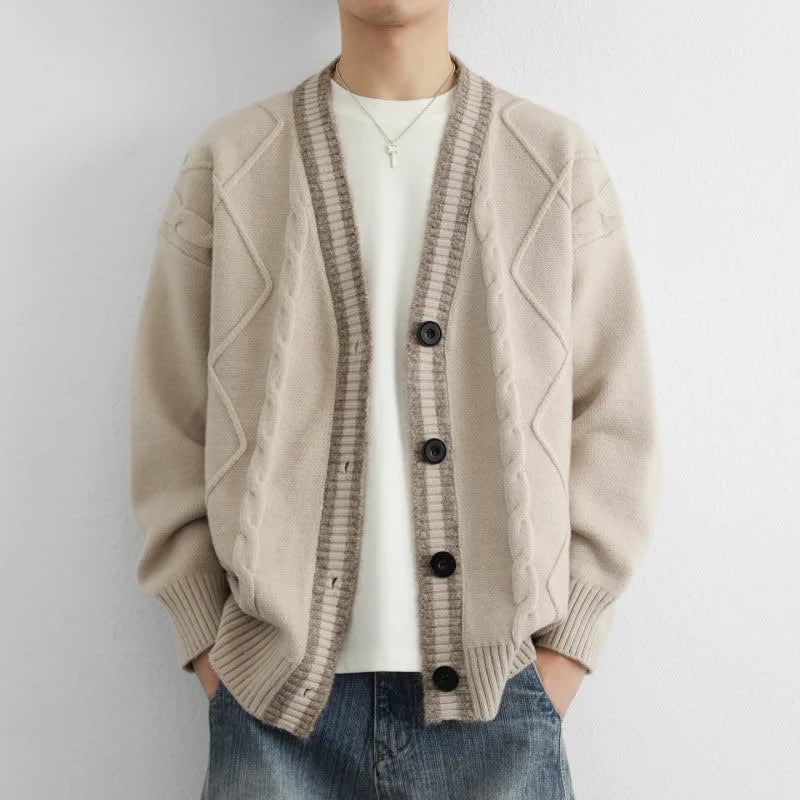 Men's Oversized Cable Knit Cardigan | Seb_5