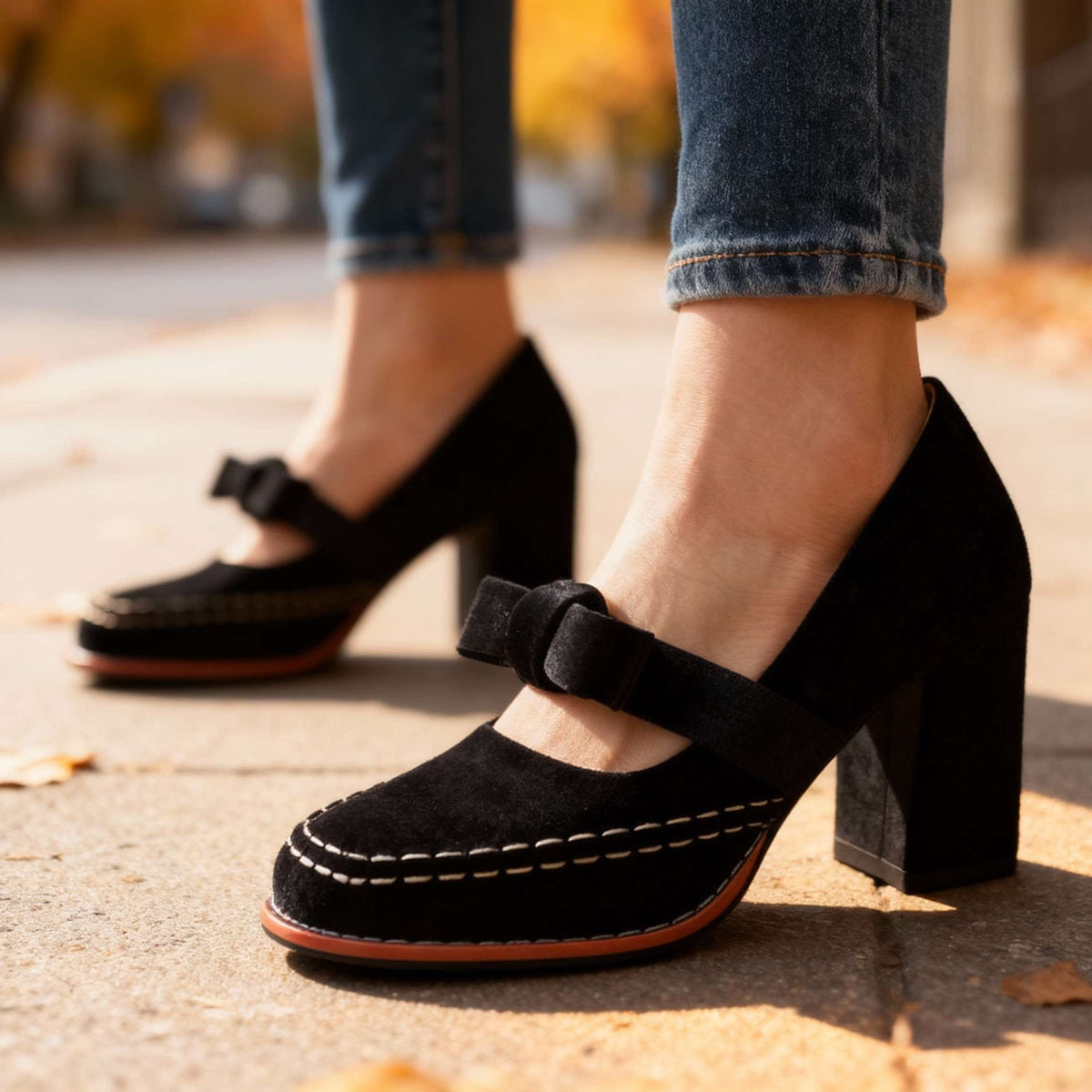 Women's Velvet Mary Jane Heels | Ambrosine_6