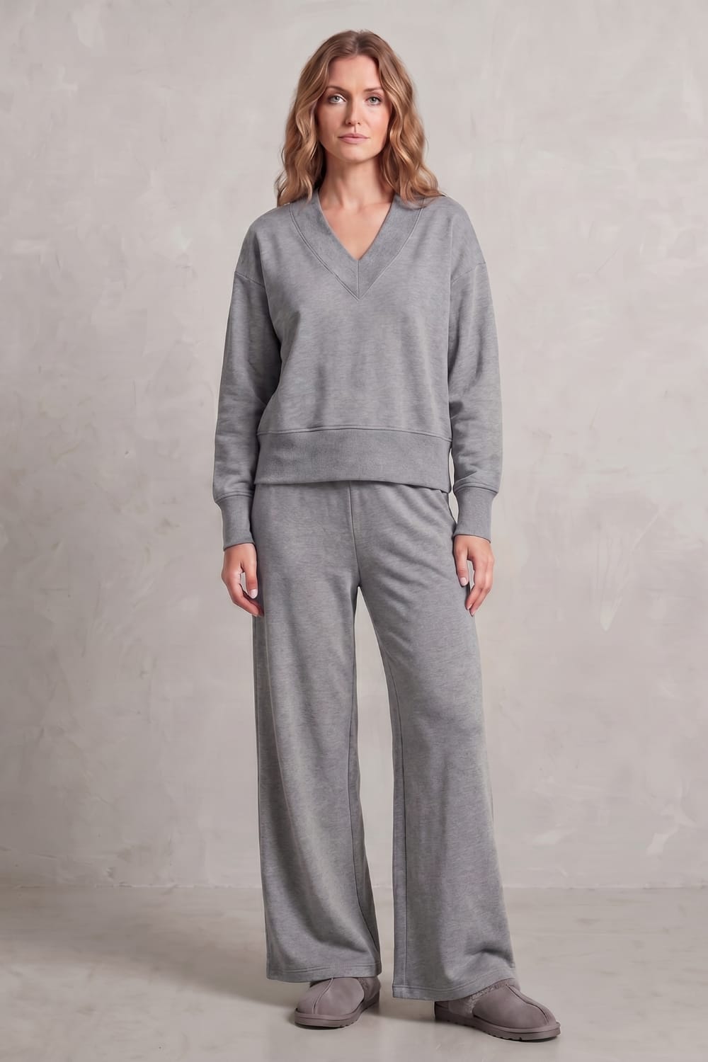 Women's Fleece Wide Leg Lounge Set | Faith_2