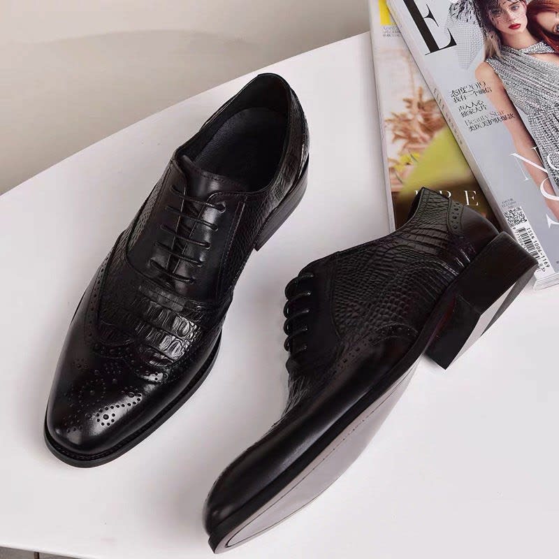 Men's Croc Effect Leather Shoes | Quintin_12