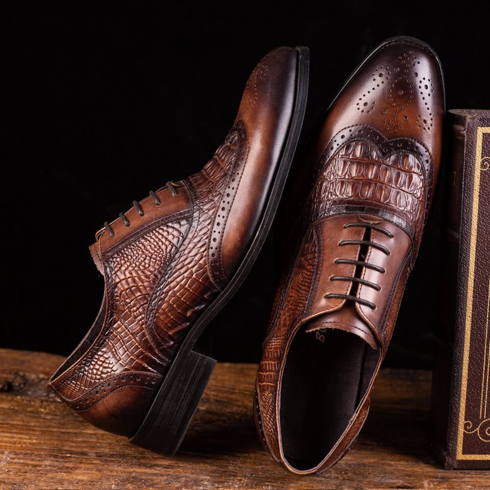Men's Croc Effect Leather Shoes | Quintin_7