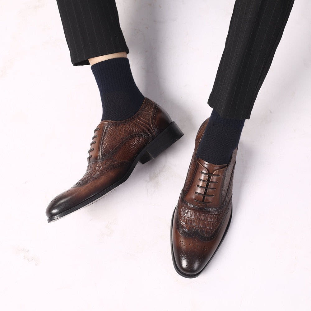 Men's Croc Effect Leather Shoes | Quintin_8