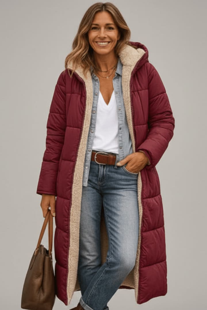 Women's Hooded Longline Puffer Coat | Celia_8