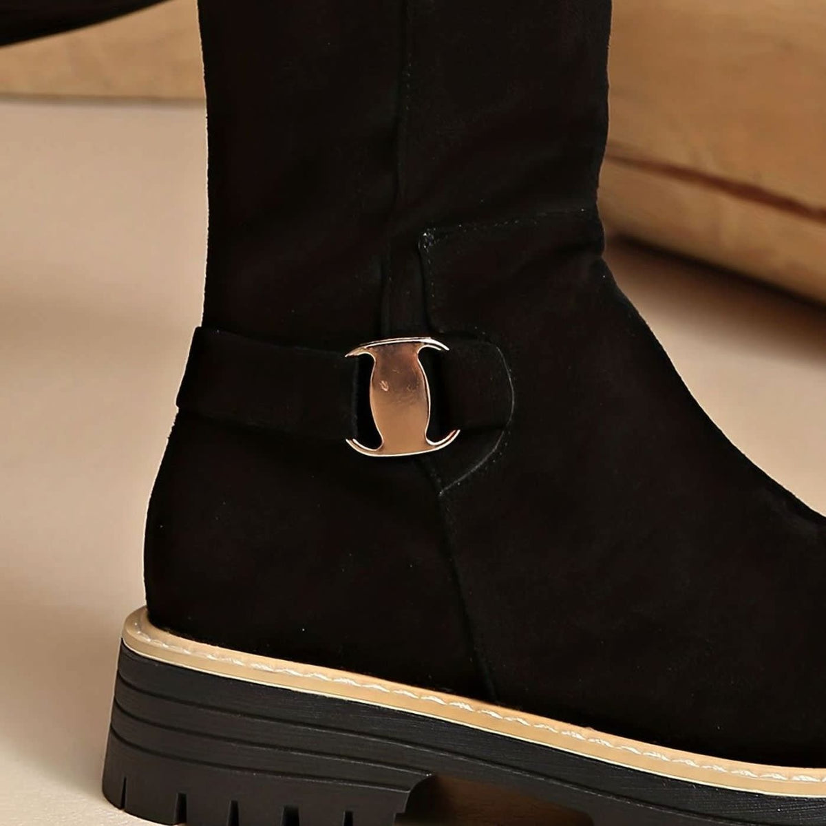 Women's Faux Suede Chunky Sole Knee High Boots | Kirsty_8