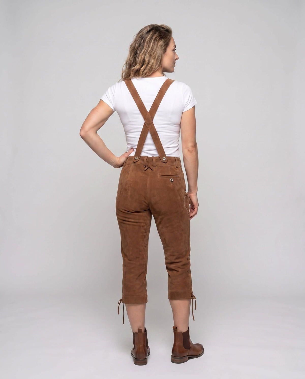Women's Embroidered Lederhosen Trousers with Braces | Magdalen_4