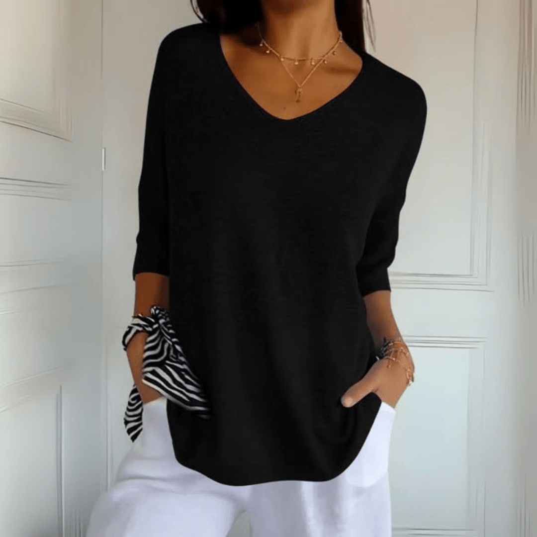 Women's V-Neck Knit Tunic Top | Sophia