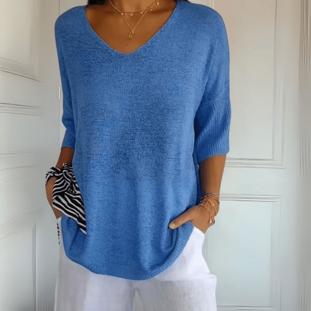 Women's V-Neck Knit Tunic Top | Sophia