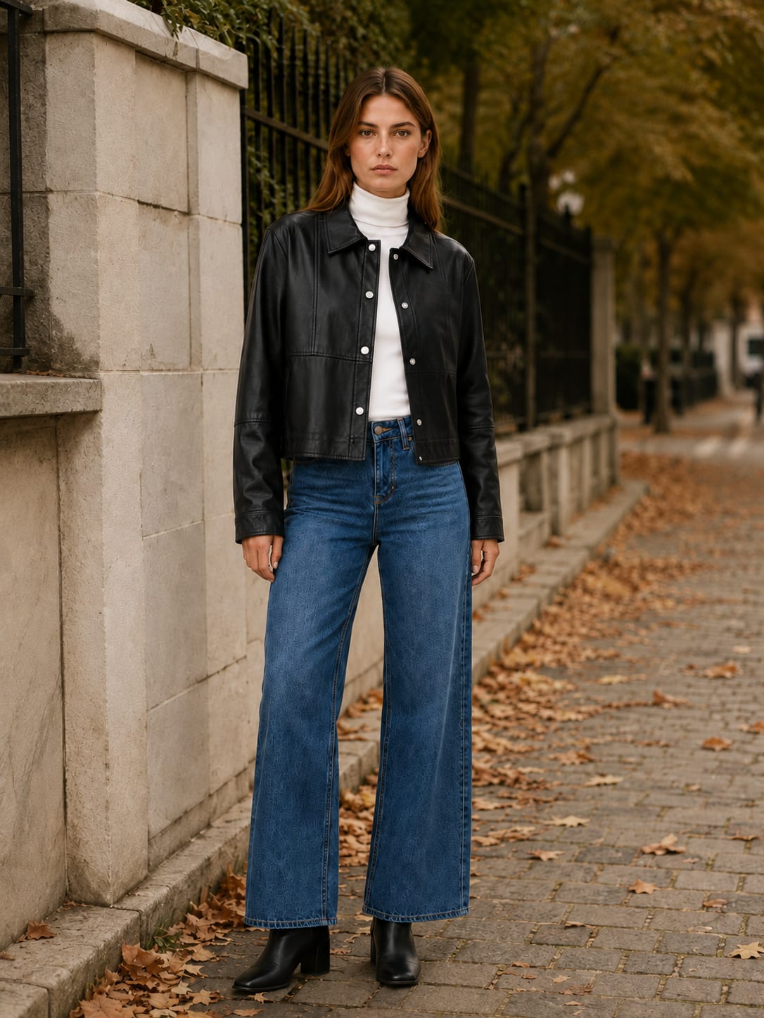 Women's Cropped Collared Jacket with Snap Front | Isabella Moore_5