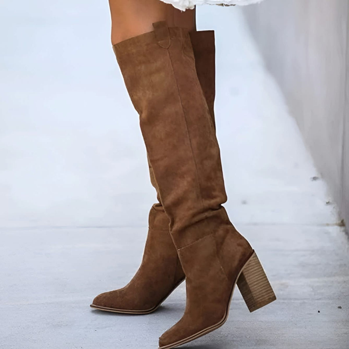 Women's Faux Suede Pointed Toe Knee High Boots | Annabelle_8