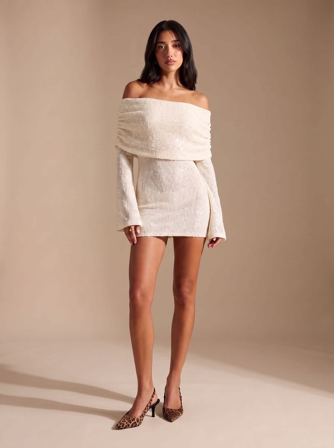 Women's Off Shoulder Sequin Bodycon Mini Dress | Alice_3