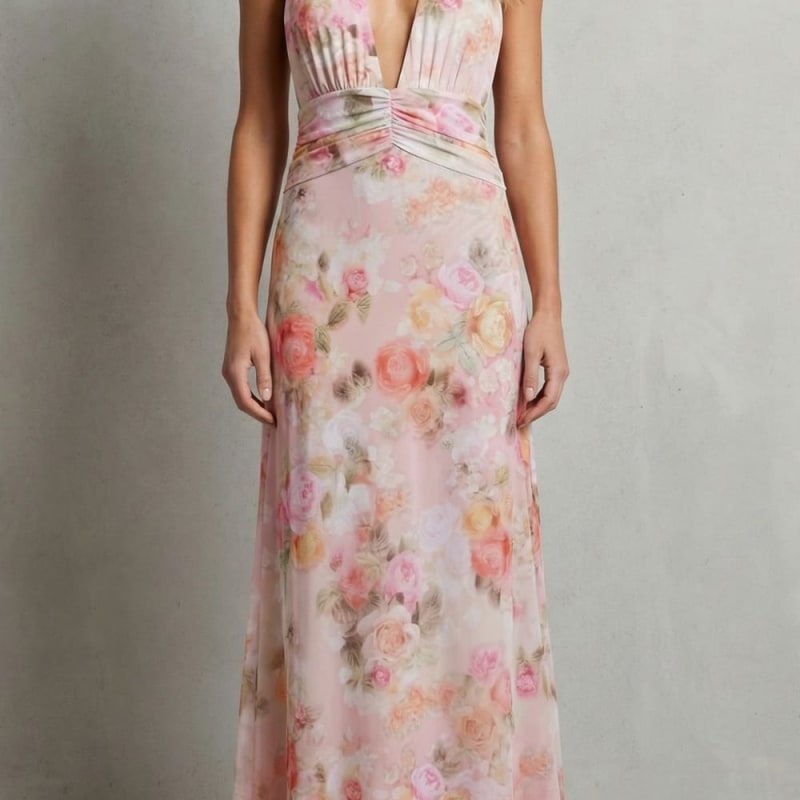 Women's Floral V-Neck Maxi Dress | Hildred_1
