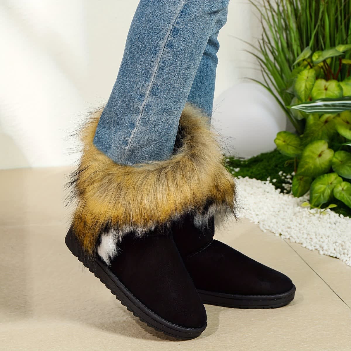 Women's Faux Fur Cuff Snow Boots | Heather_11