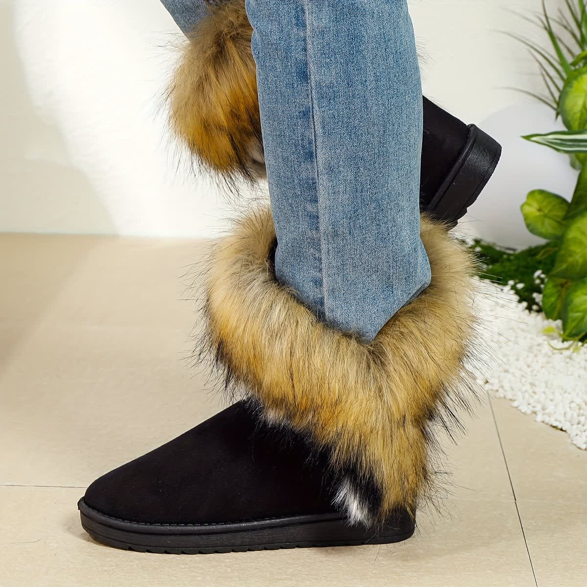 Women's Faux Fur Cuff Snow Boots | Heather_12