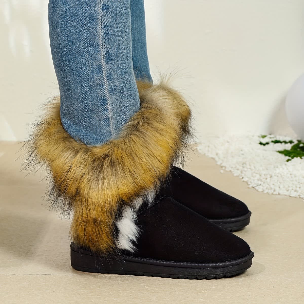 Women's Faux Fur Cuff Snow Boots | Heather_13