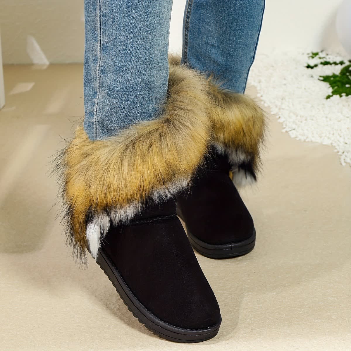 Women's Faux Fur Cuff Snow Boots | Heather_3