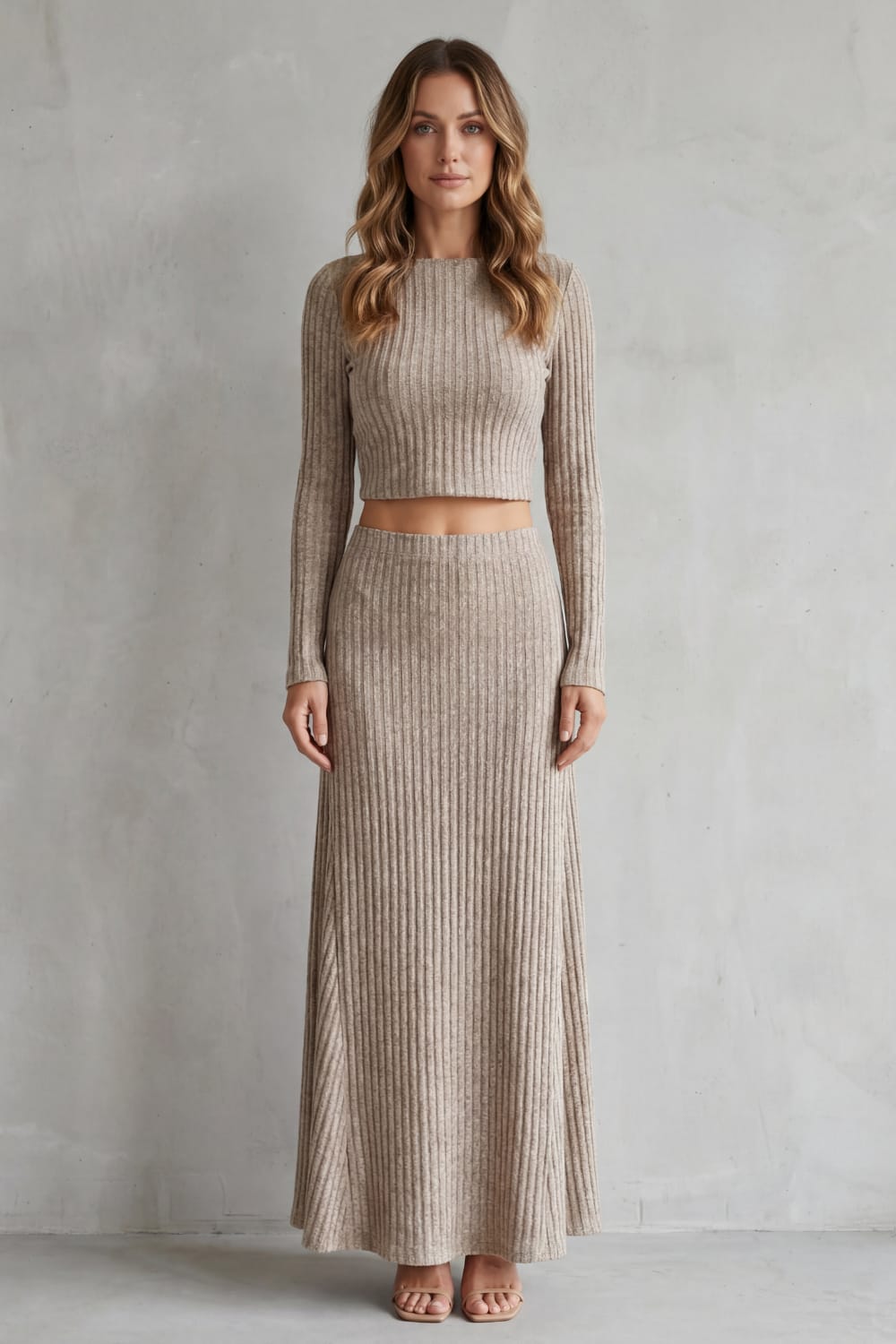 Women's Ribbed Knit Top and Skirt Set | Francine_2